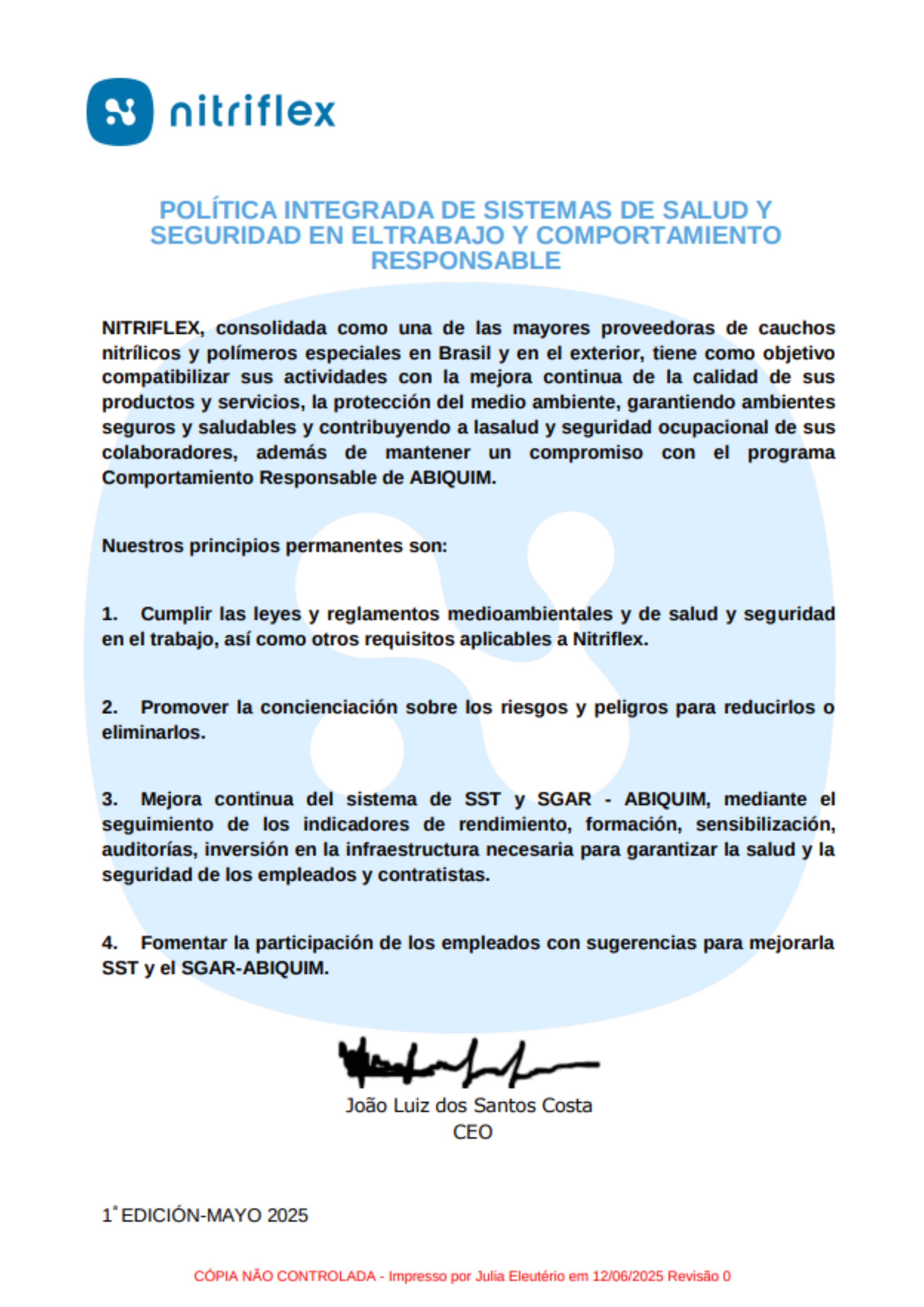 Política de Qualidade Nitriflex